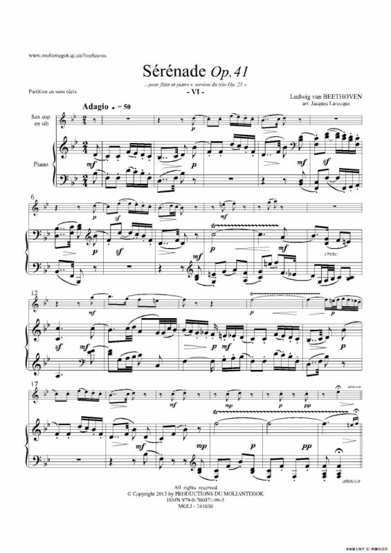 小夜曲 Op.41（高音萨克斯+钢琴伴奏）