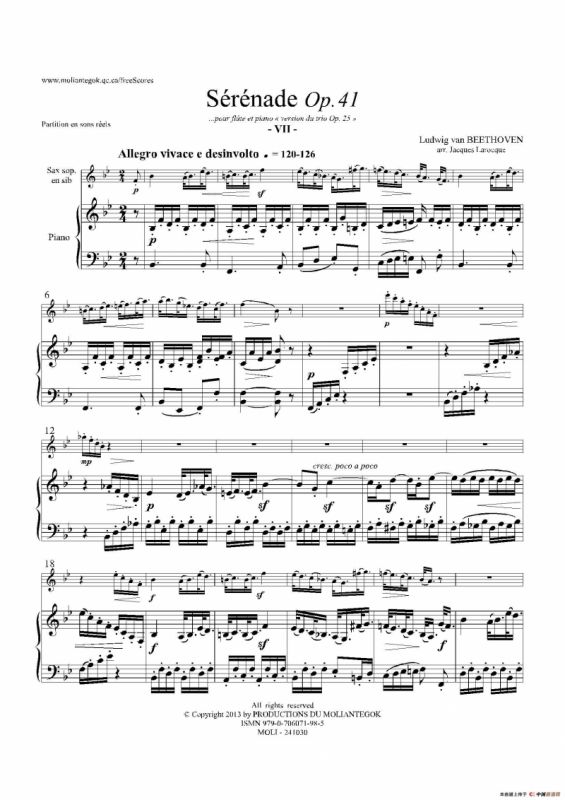 小夜曲 Op.41（高音萨克斯+钢琴伴奏）