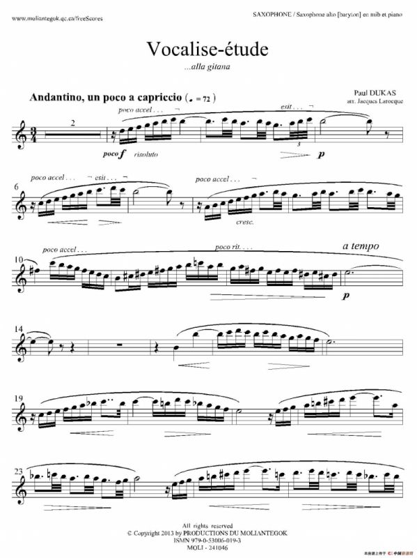 P·杜卡斯：练声曲（中音萨克斯）