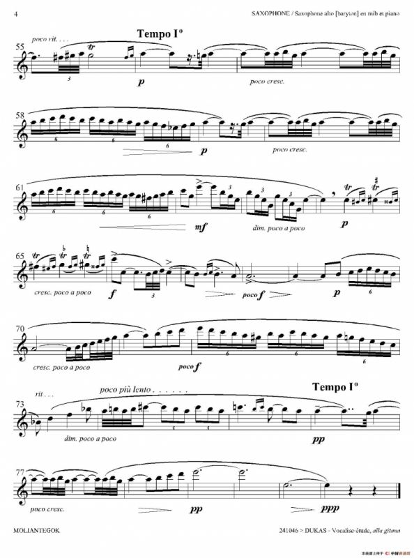 P·杜卡斯：练声曲（中音萨克斯）