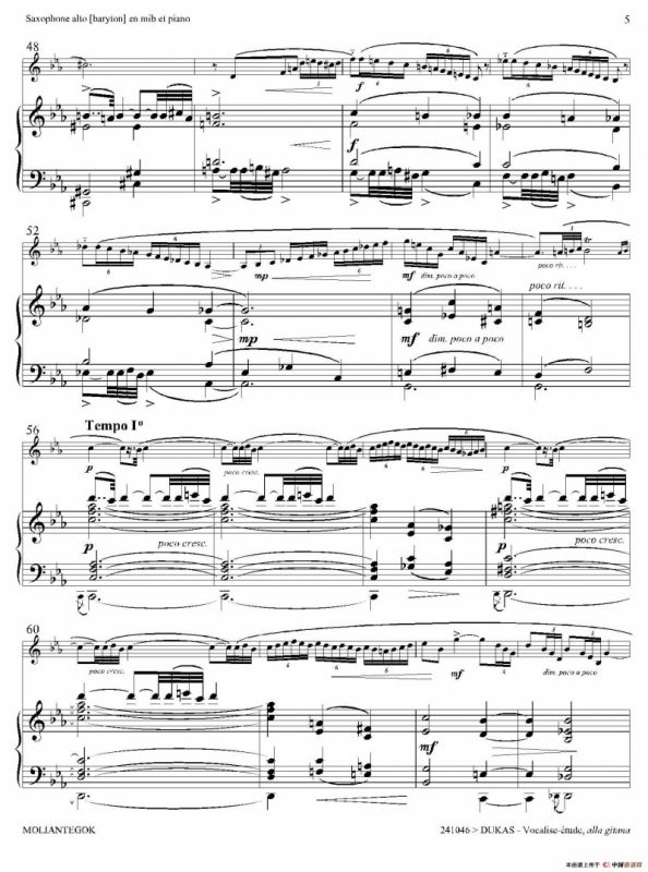 P·杜卡斯：练声曲（中音萨克斯+钢琴伴奏）