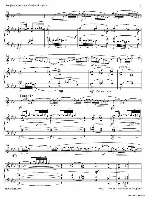 P·杜卡斯：练声曲（高音萨克斯+钢琴伴奏）