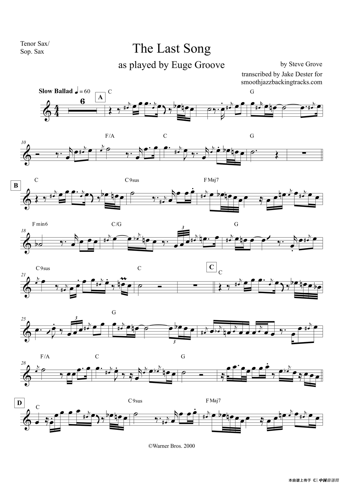 The Last Song（次中音萨克斯/高音萨克斯）