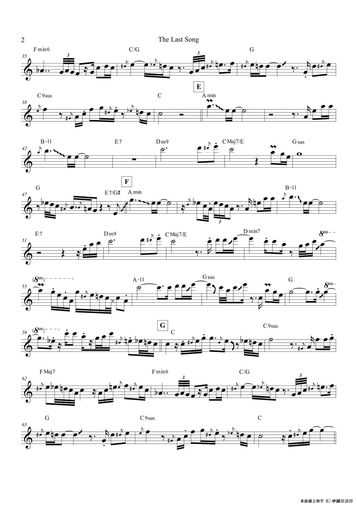 The Last Song（次中音萨克斯/高音萨克斯）