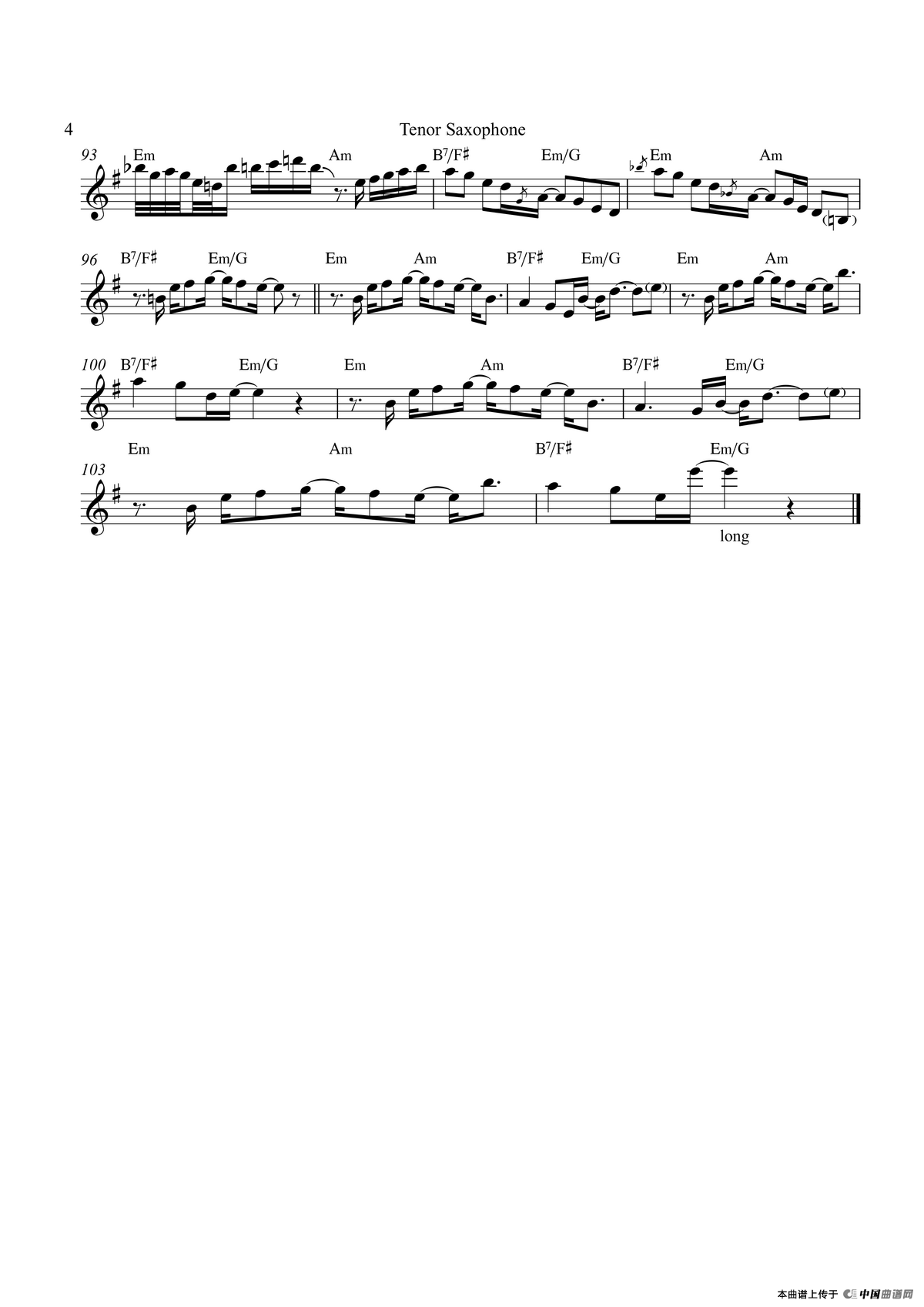 Tequila Moon（次中音萨克斯）