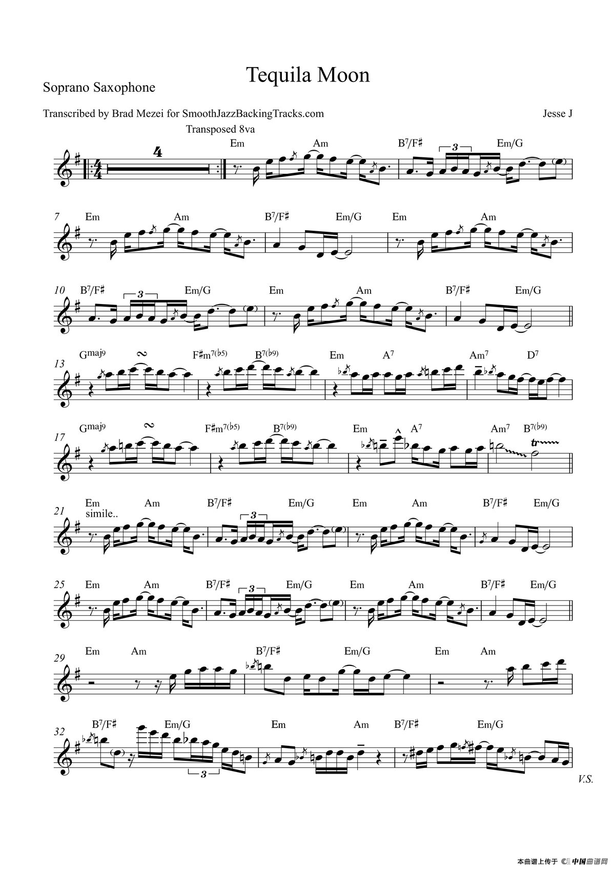 Tequila Moon（高音萨克斯）