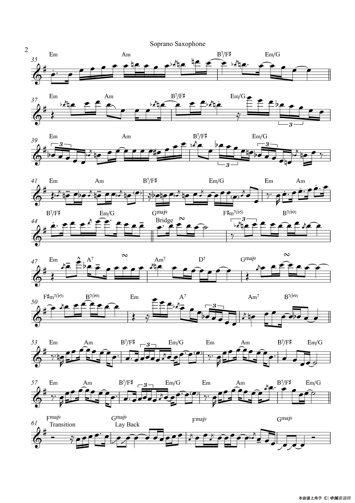 Tequila Moon（高音萨克斯）