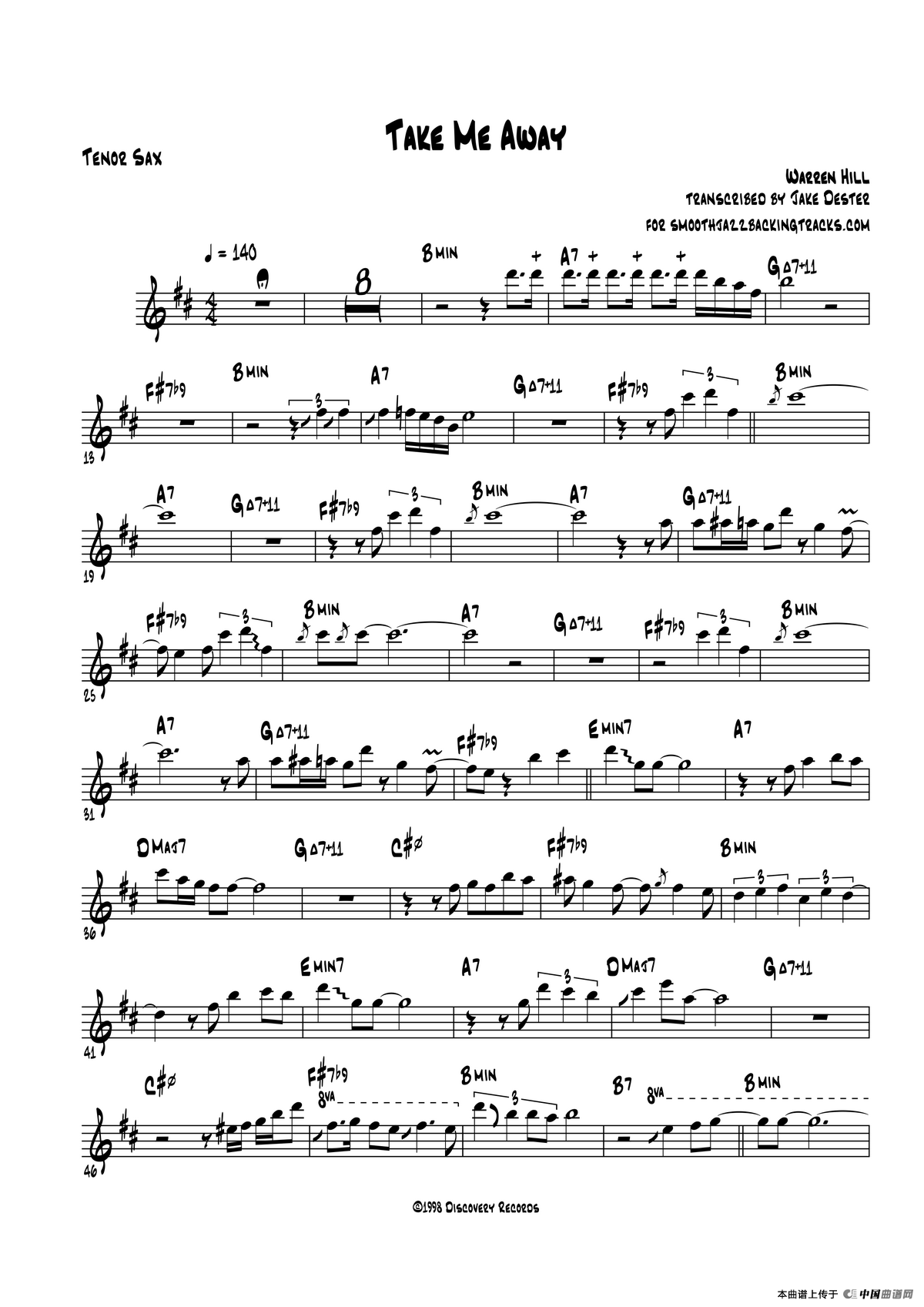Take Me Away（次中音萨克斯 ）