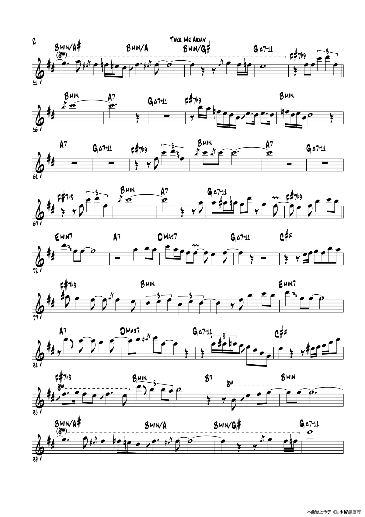 Take Me Away（次中音萨克斯 ）