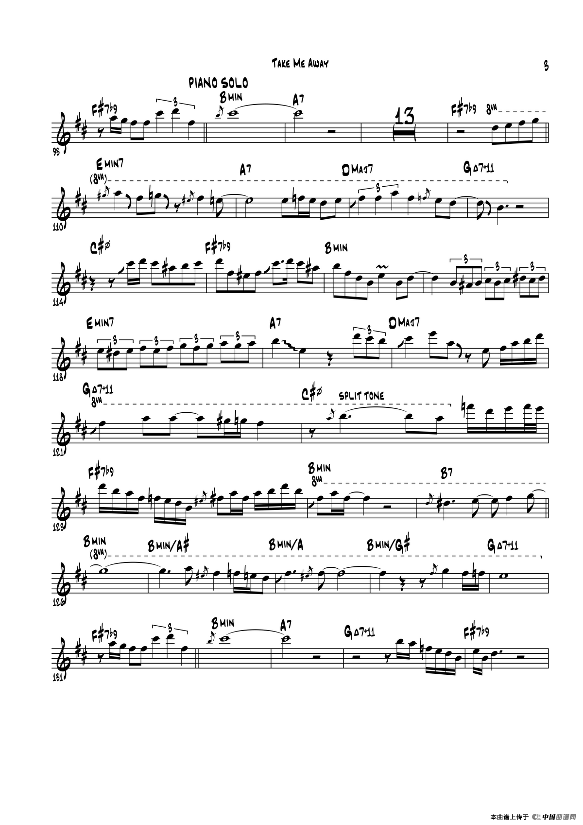 Take Me Away（次中音萨克斯 ）