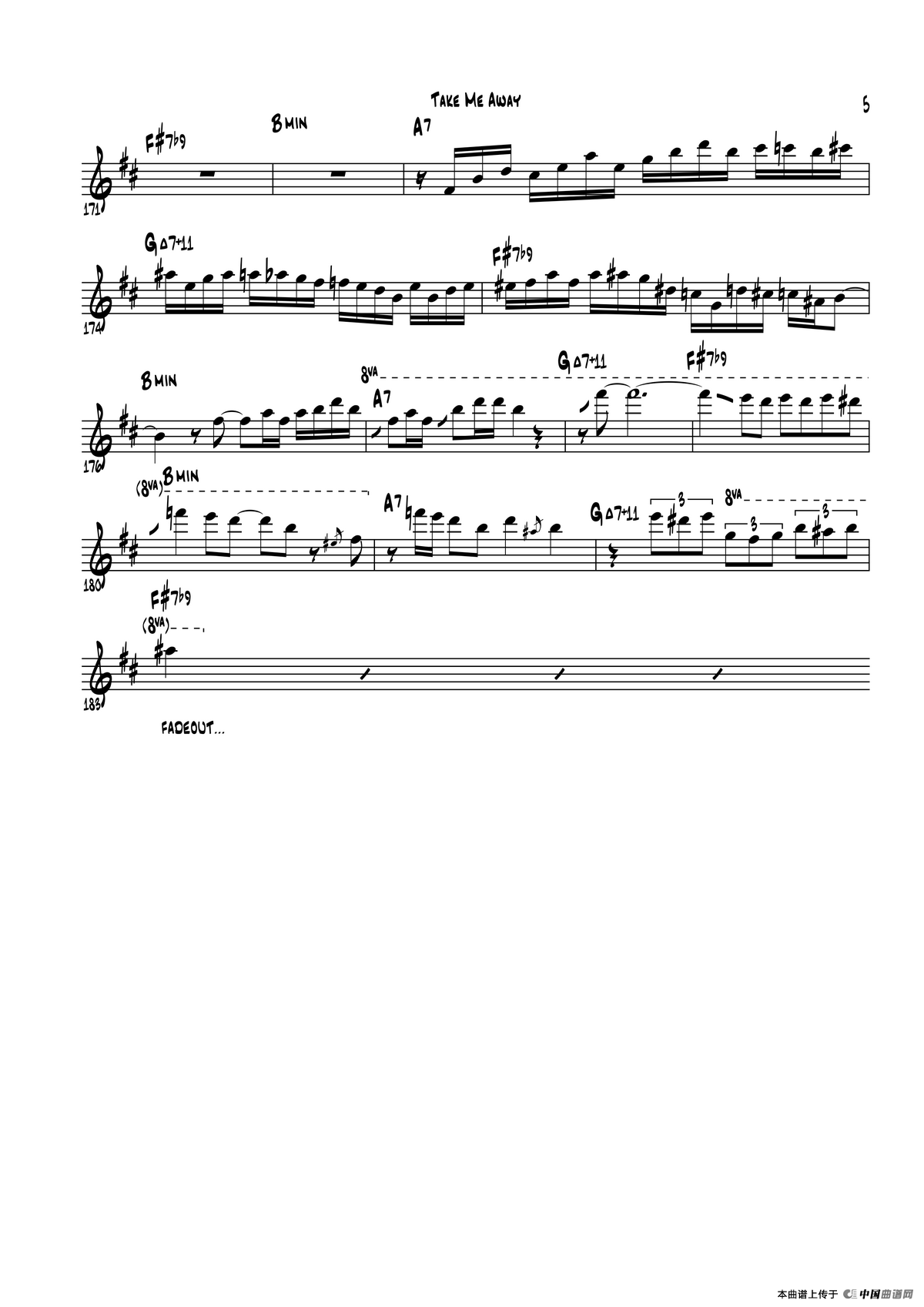 Take Me Away（次中音萨克斯 ）