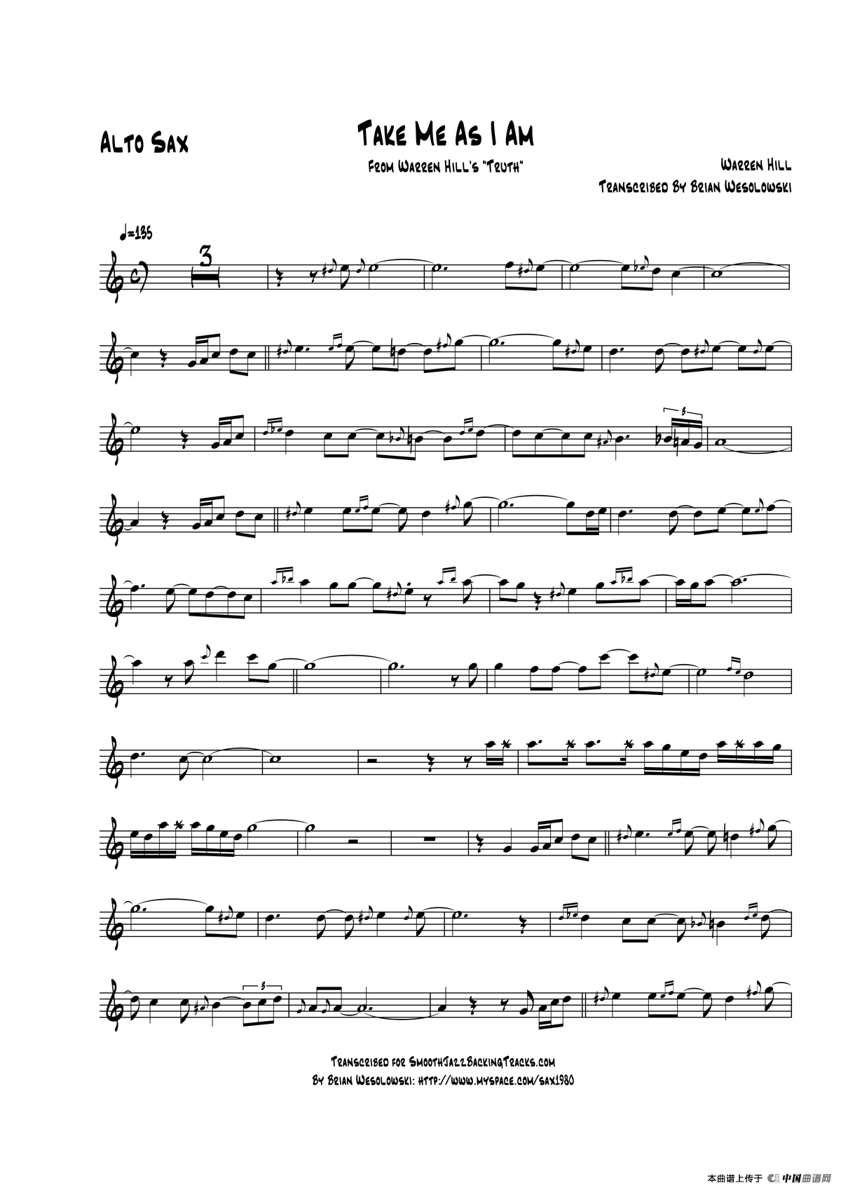 Take Me AsI Am（中音萨克斯）