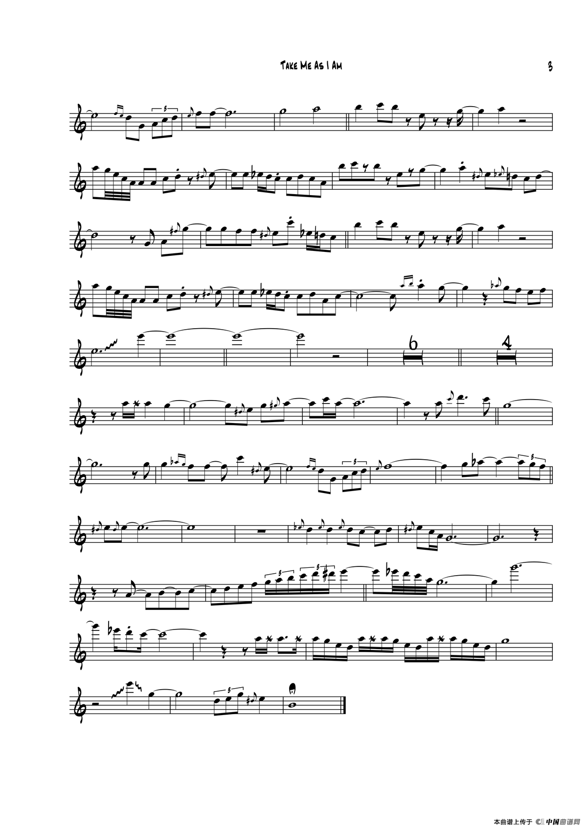 Take Me AsI Am（中音萨克斯）