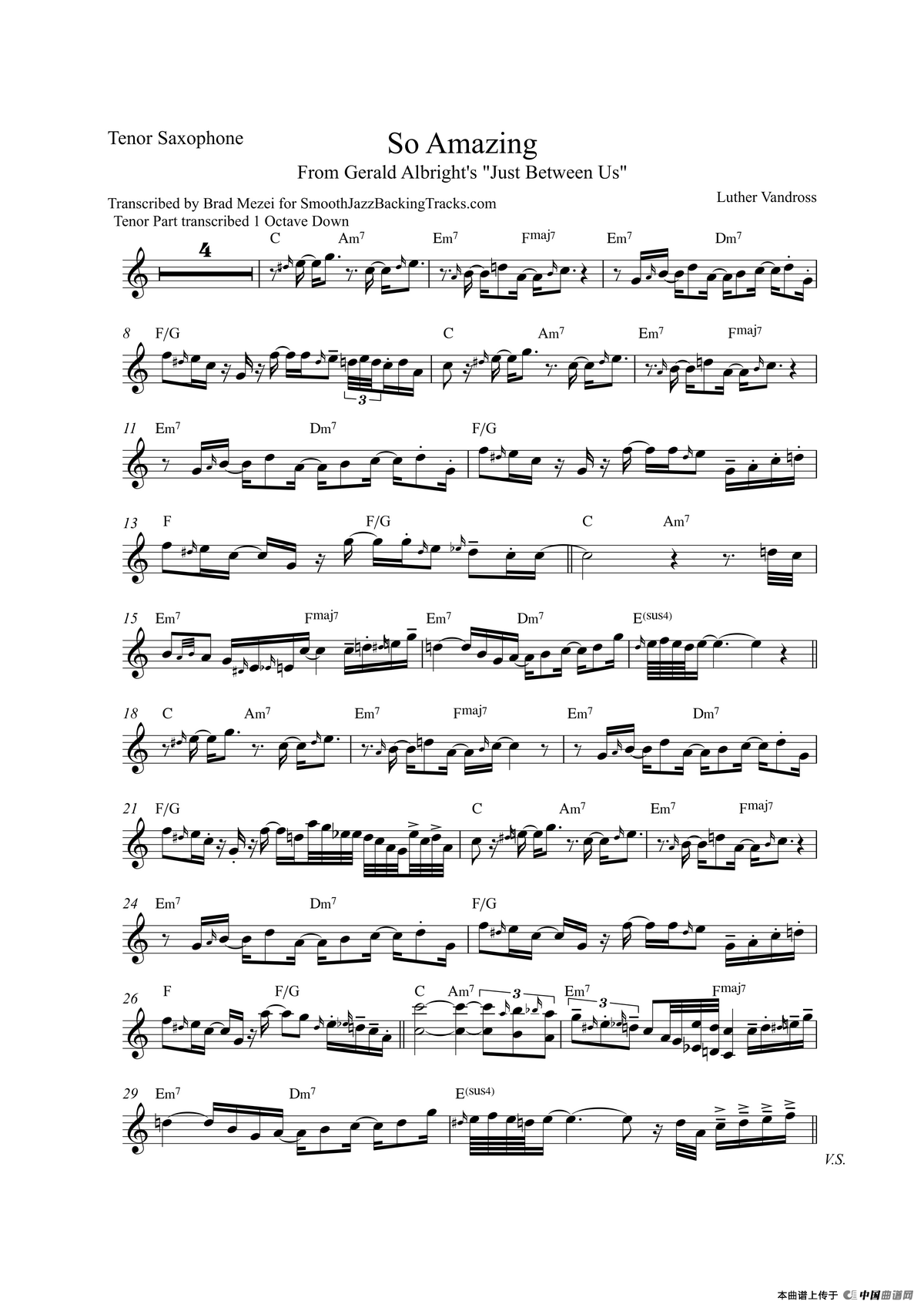 So Amazing（次中音萨克斯）