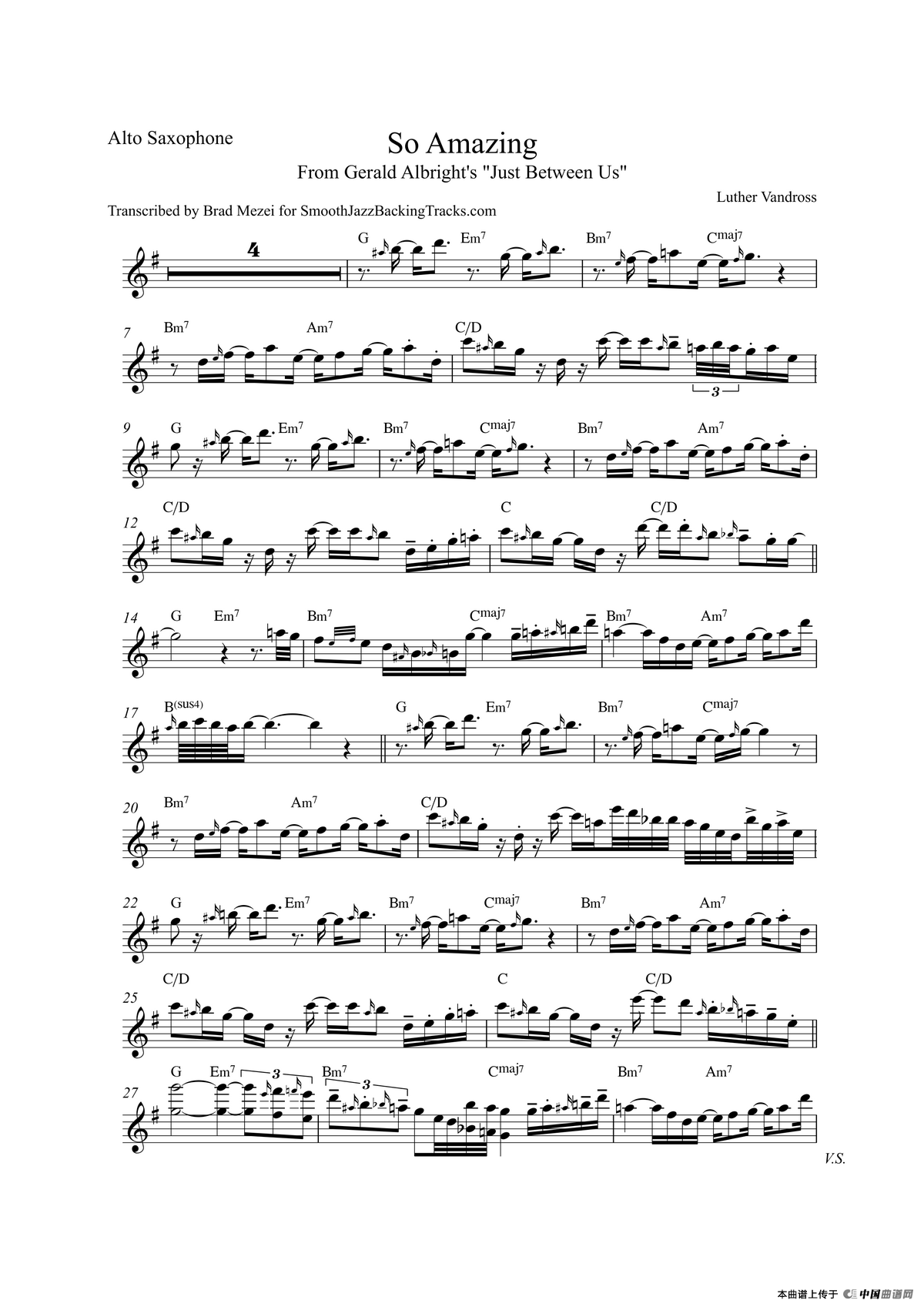 So Amazing（中音萨克斯）