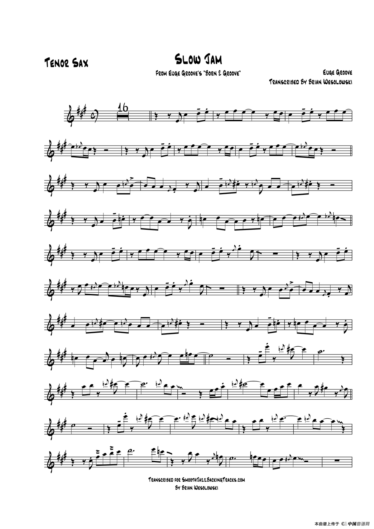 Slow Jam（次中音萨克斯）