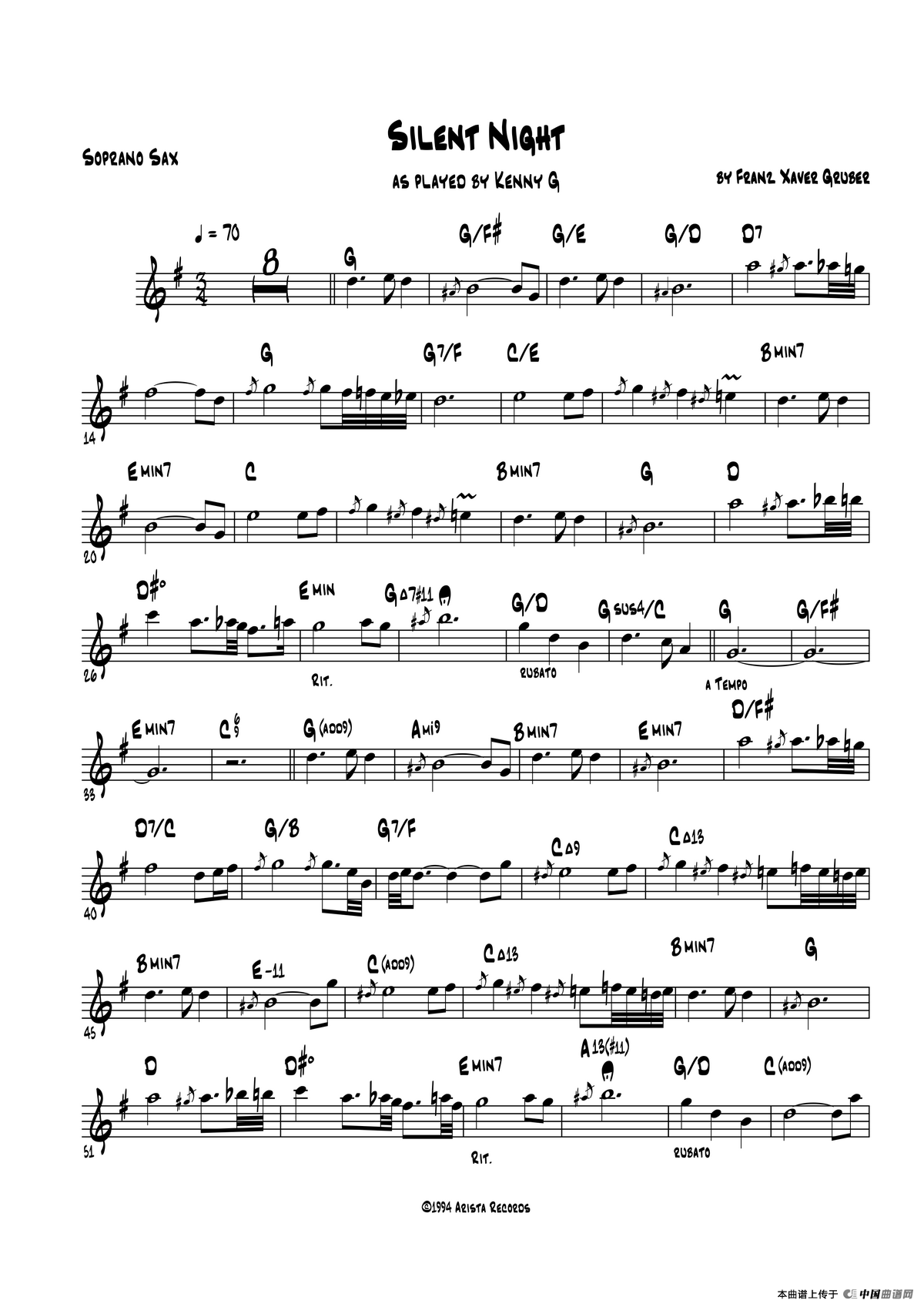 Silent Night（高音萨克斯）