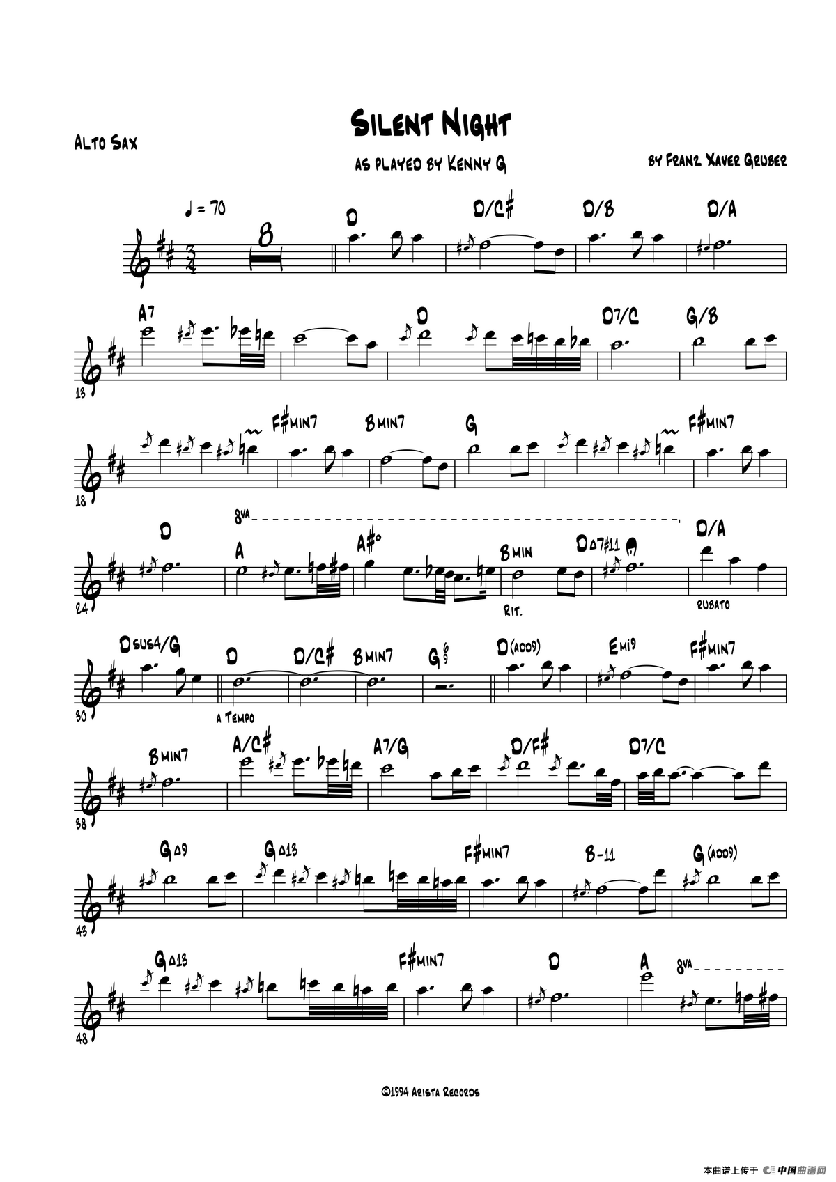 Silent Night（中音萨克斯）