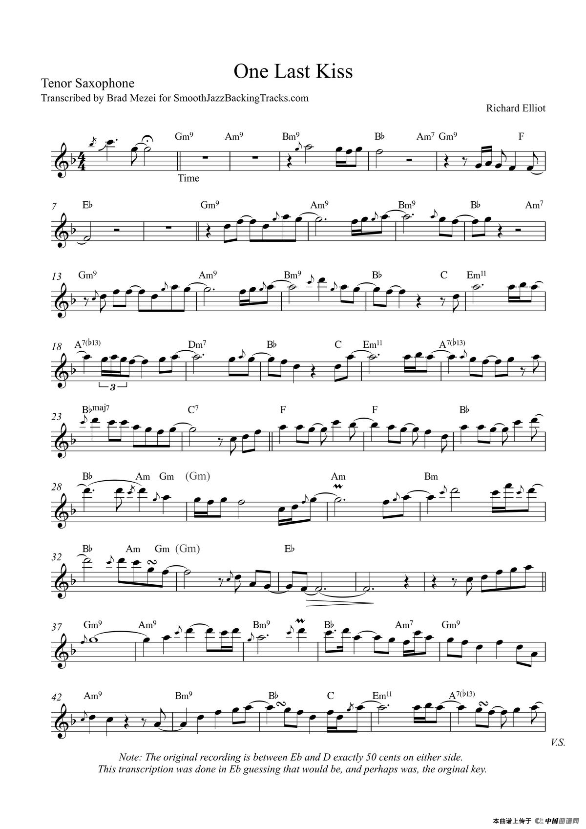 One Last Kiss（次中音萨克斯）