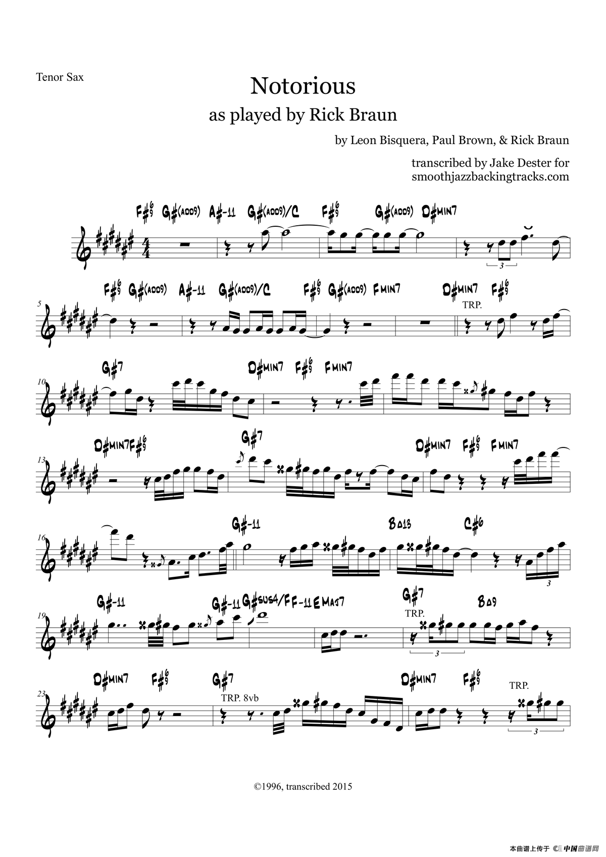 Notorious（次中音萨克斯）