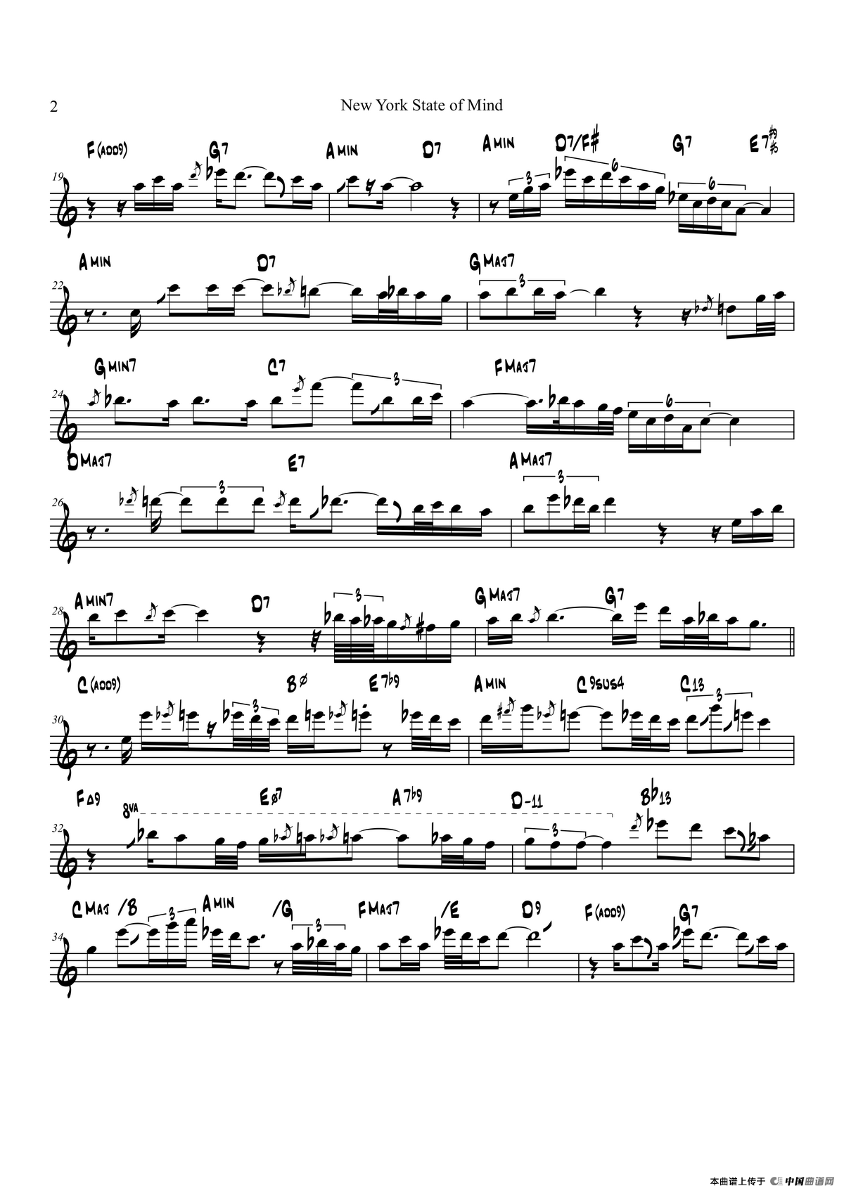 New York Stateof Mind（次中音萨克斯）