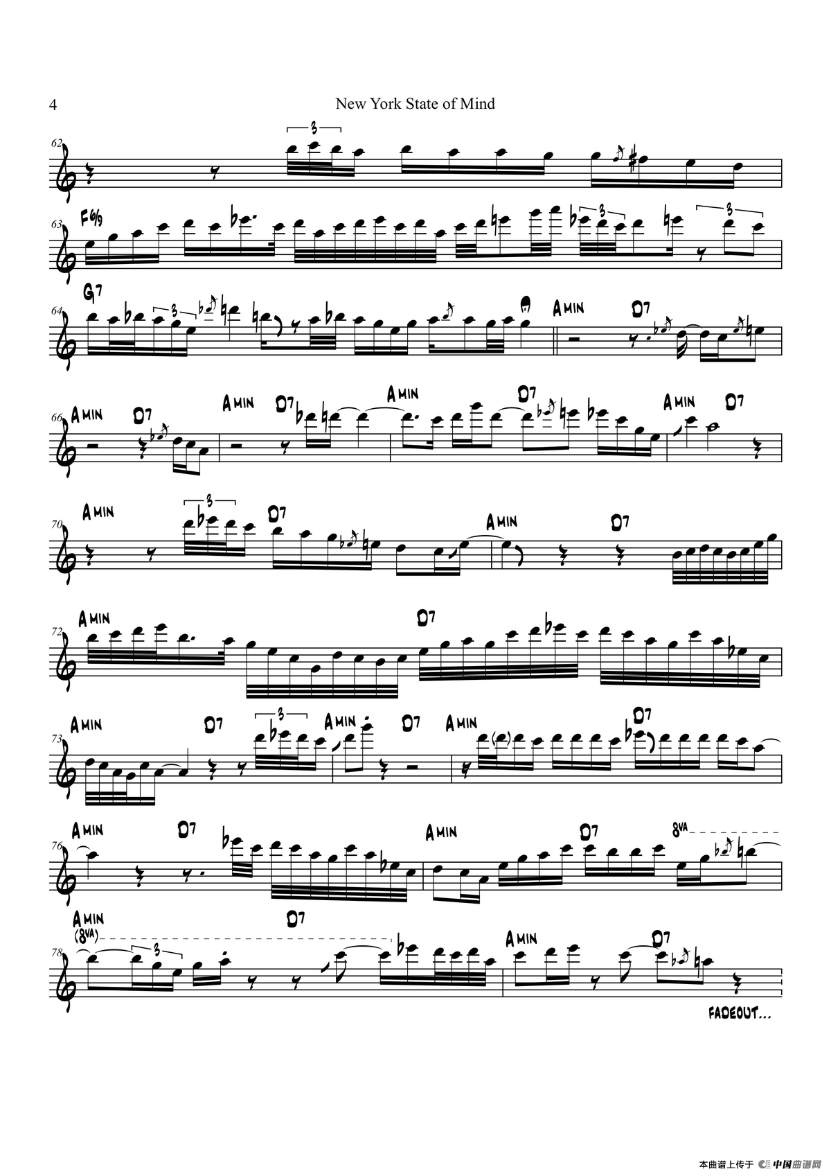 New York Stateof Mind（次中音萨克斯）