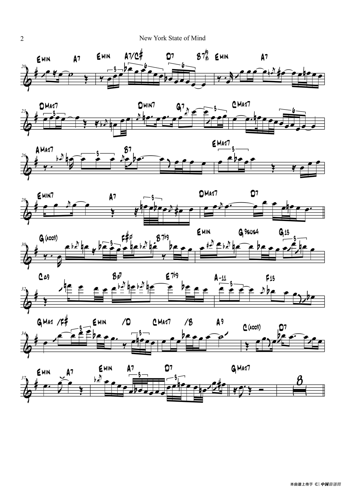 New York Stateof Mind（中音萨克斯）