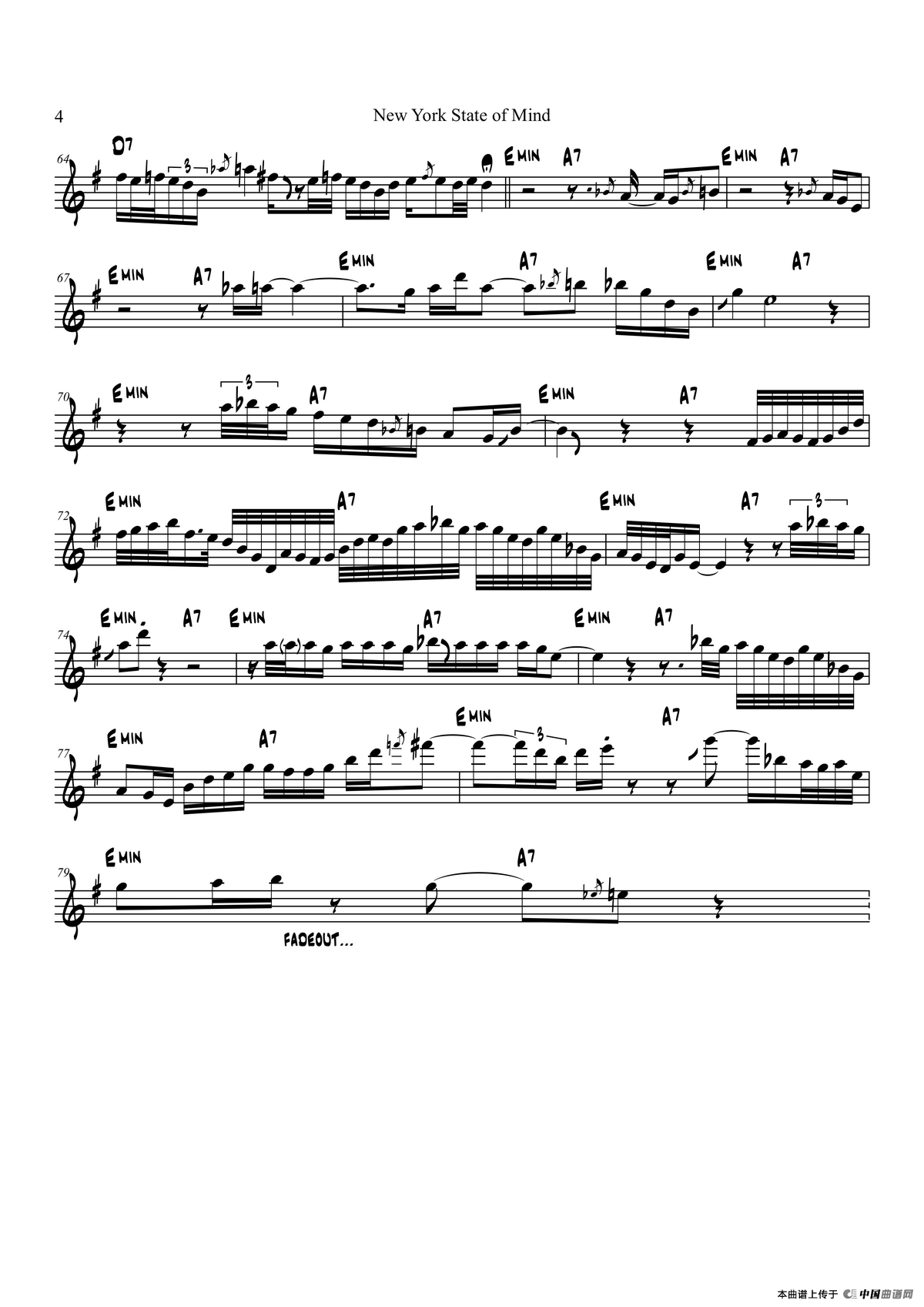 New York Stateof Mind（中音萨克斯）