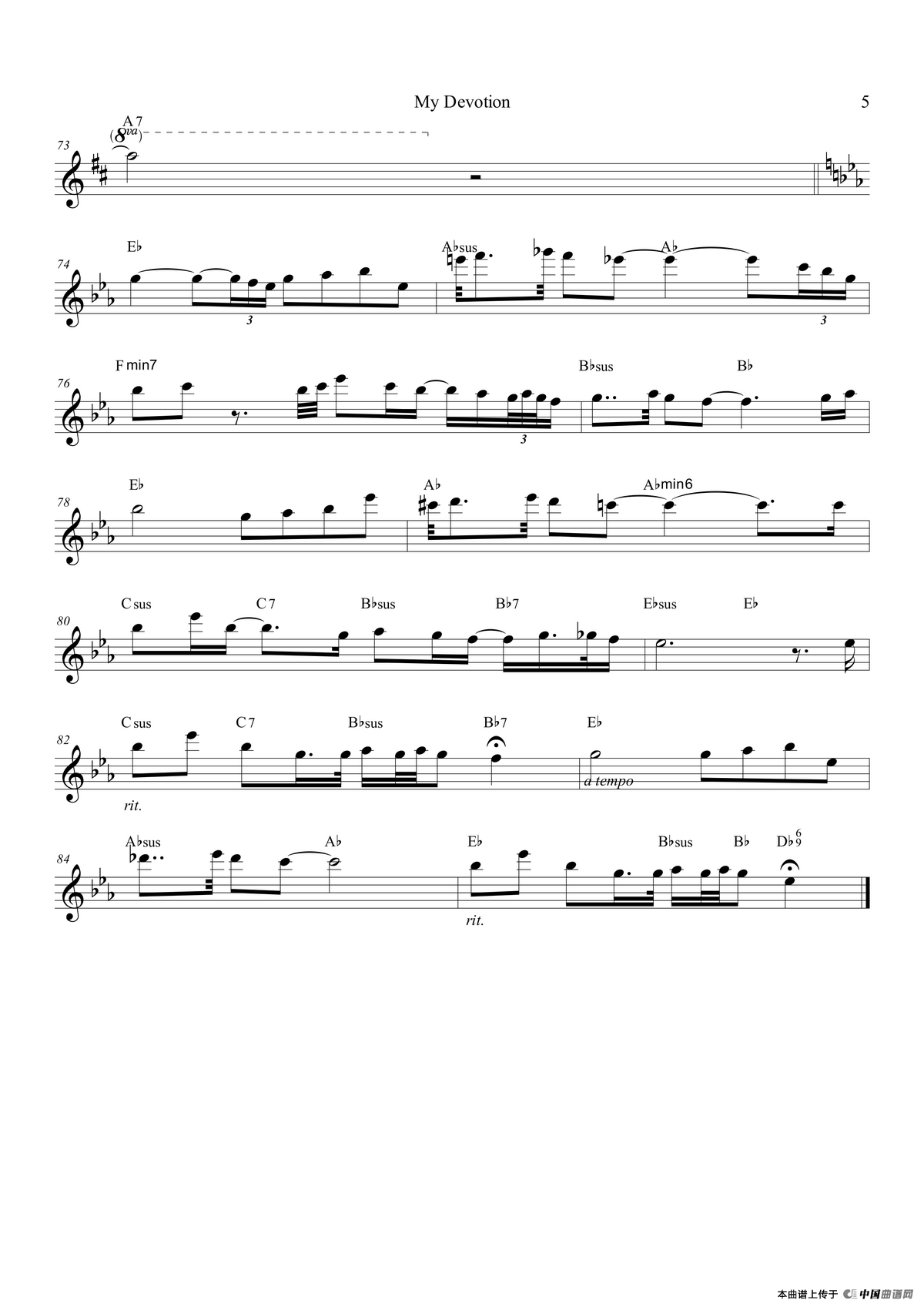 My Devotion（中音萨克斯）