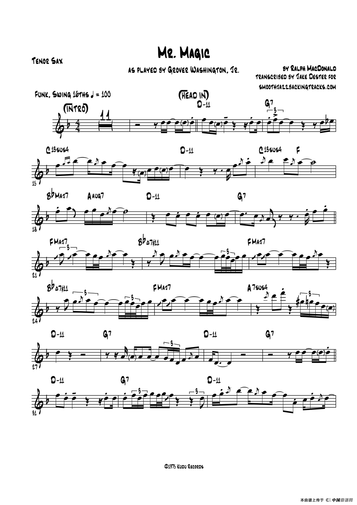 Mr Magic（次中音萨克斯）