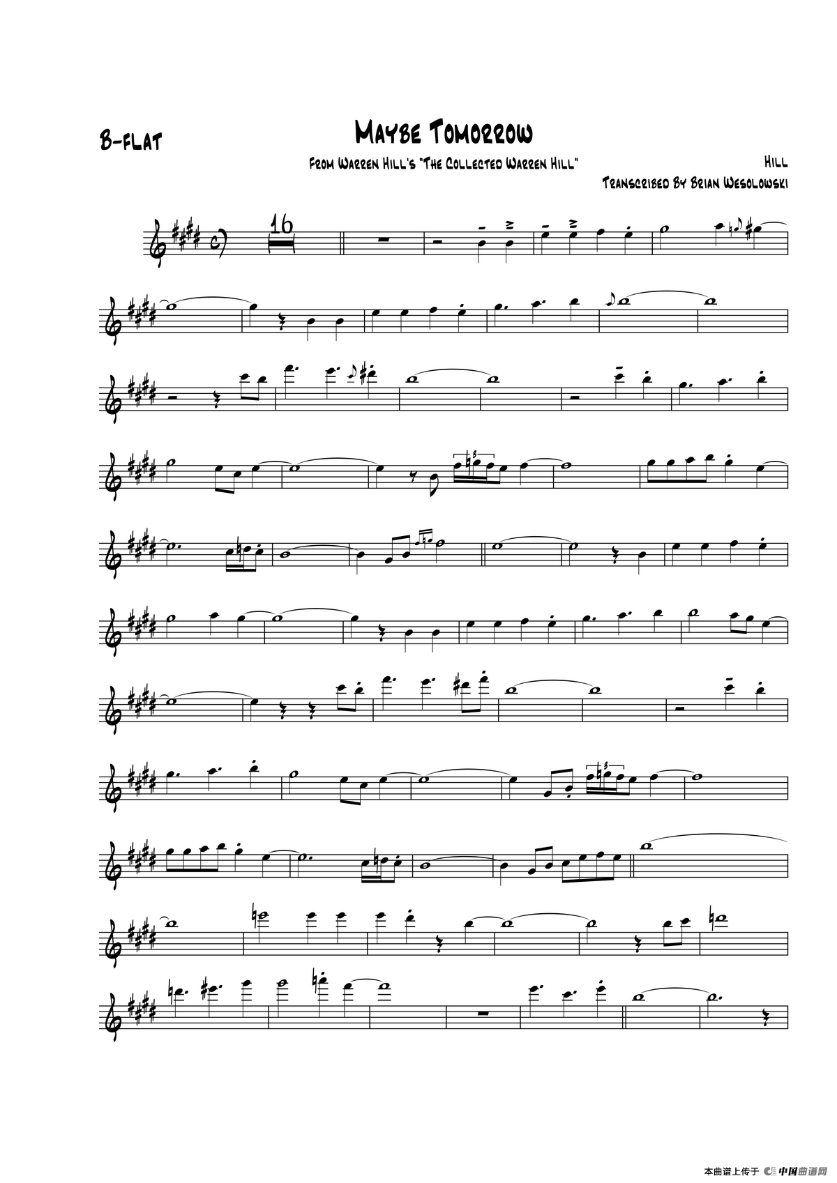 Maybe Tomorrow（次中音萨克斯）