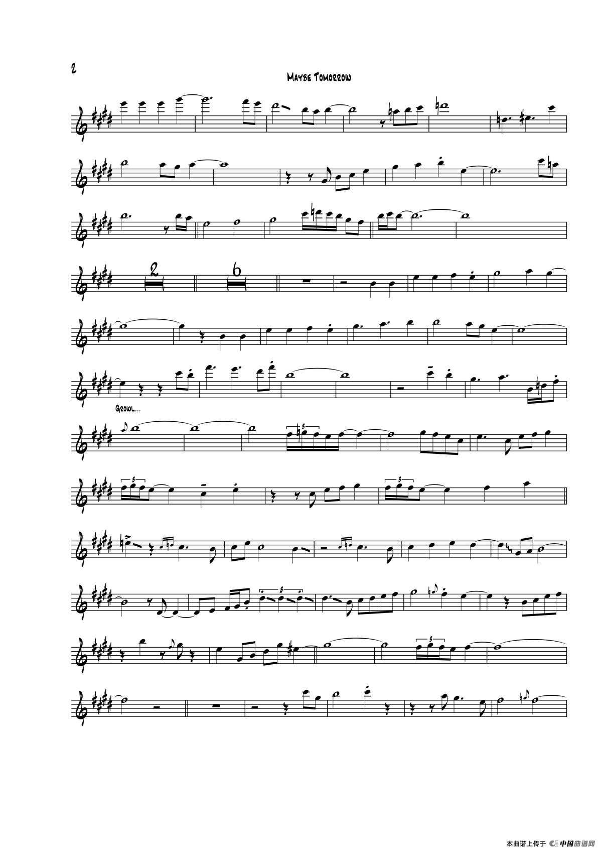 Maybe Tomorrow（次中音萨克斯）