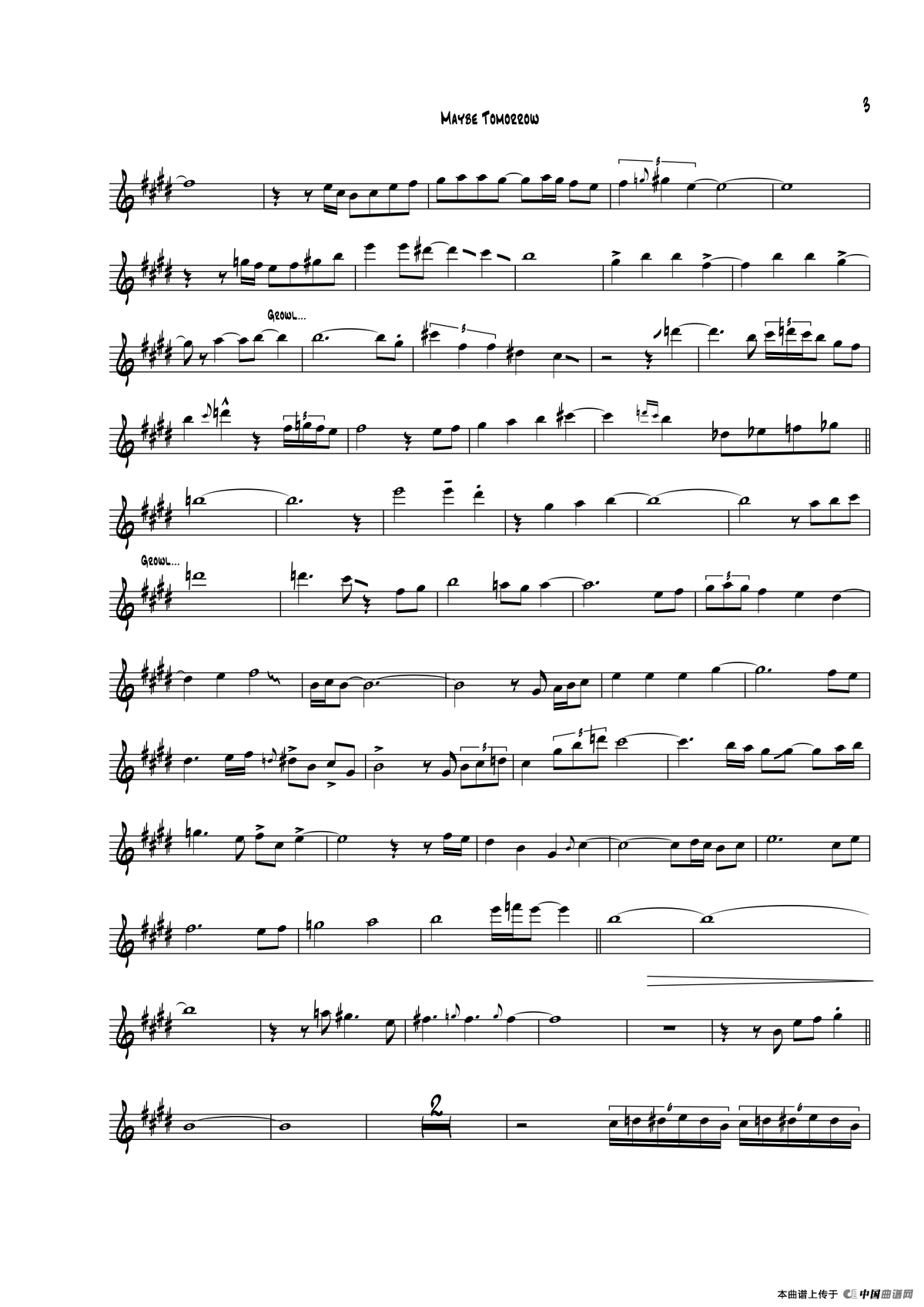 Maybe Tomorrow（次中音萨克斯）