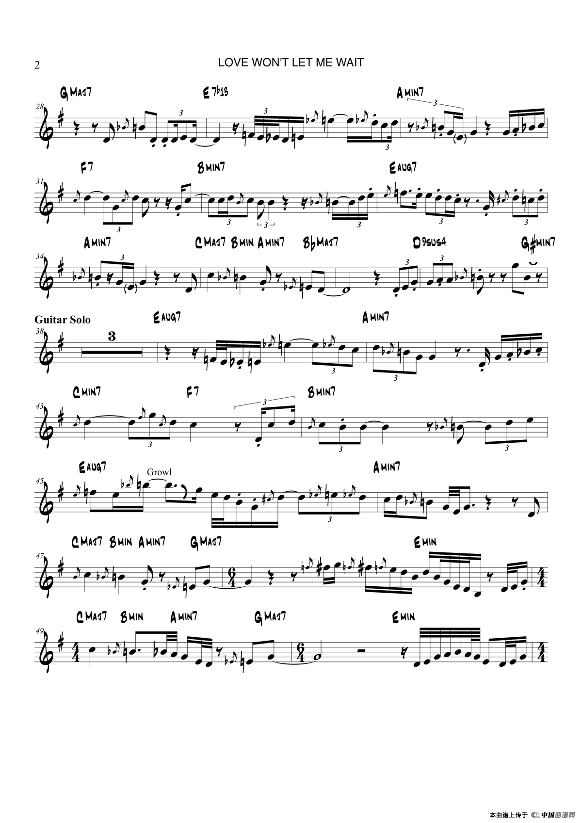 Love Wont Let Me Wait（中音萨克斯）