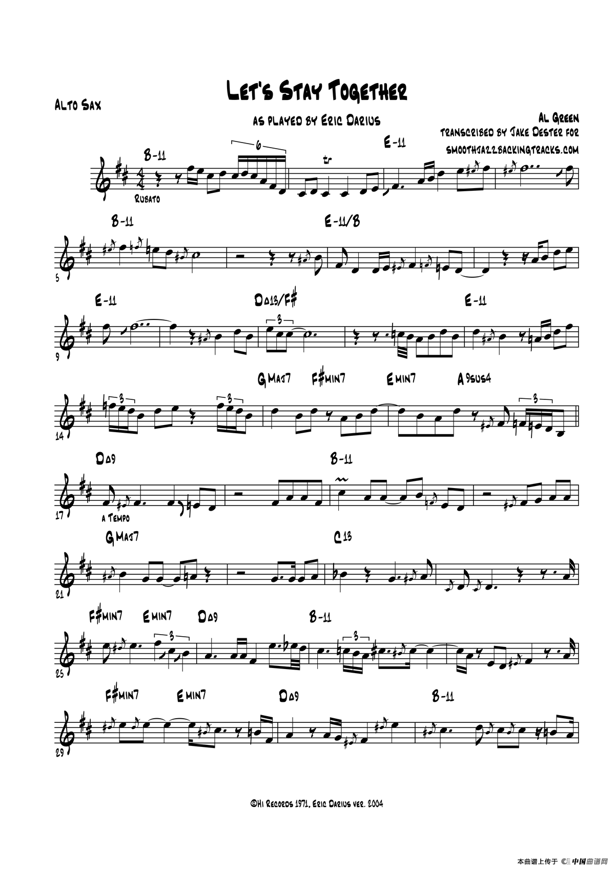 Lets Stay Together（中音萨克斯）