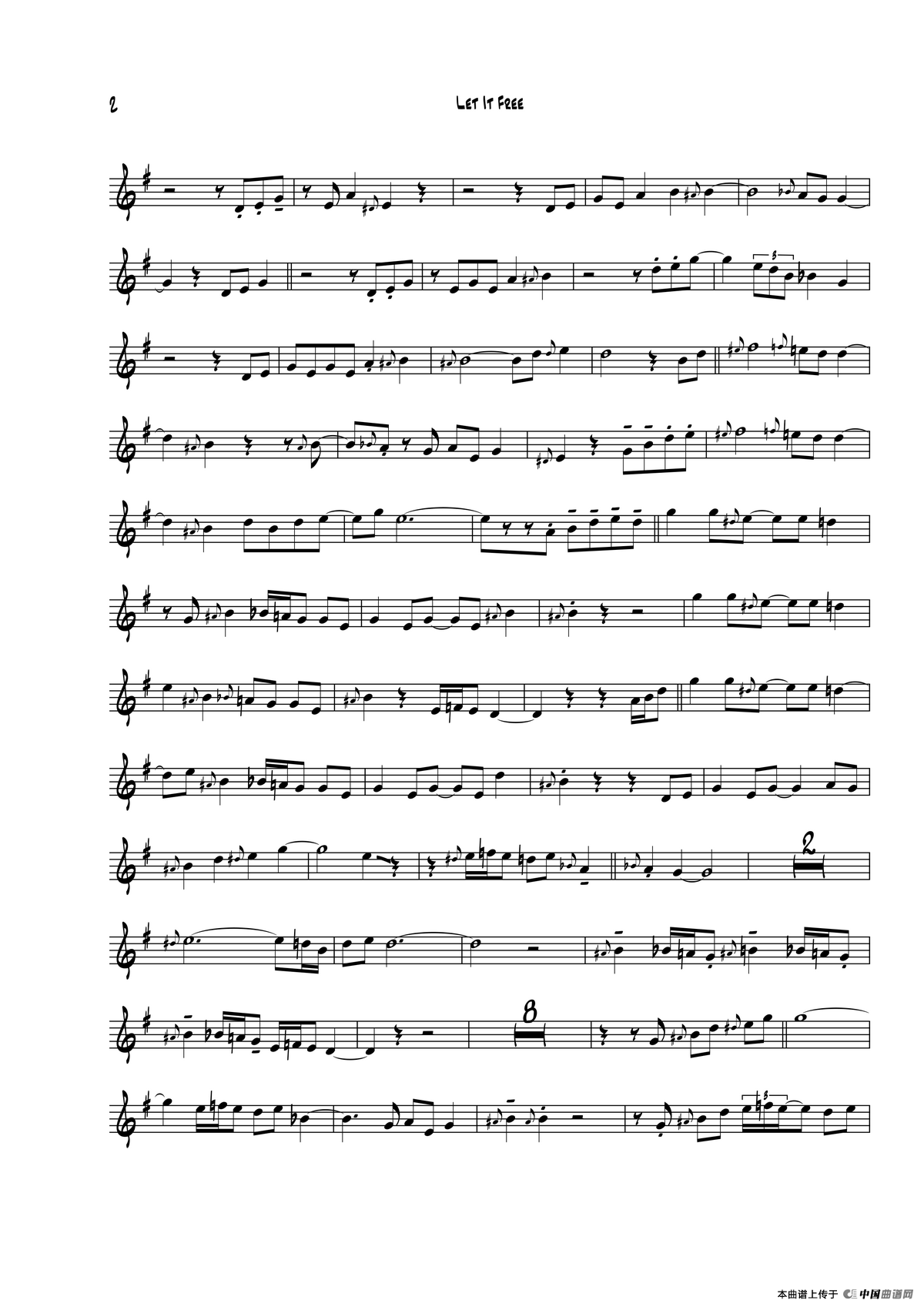 Let It Free（中音萨克斯）