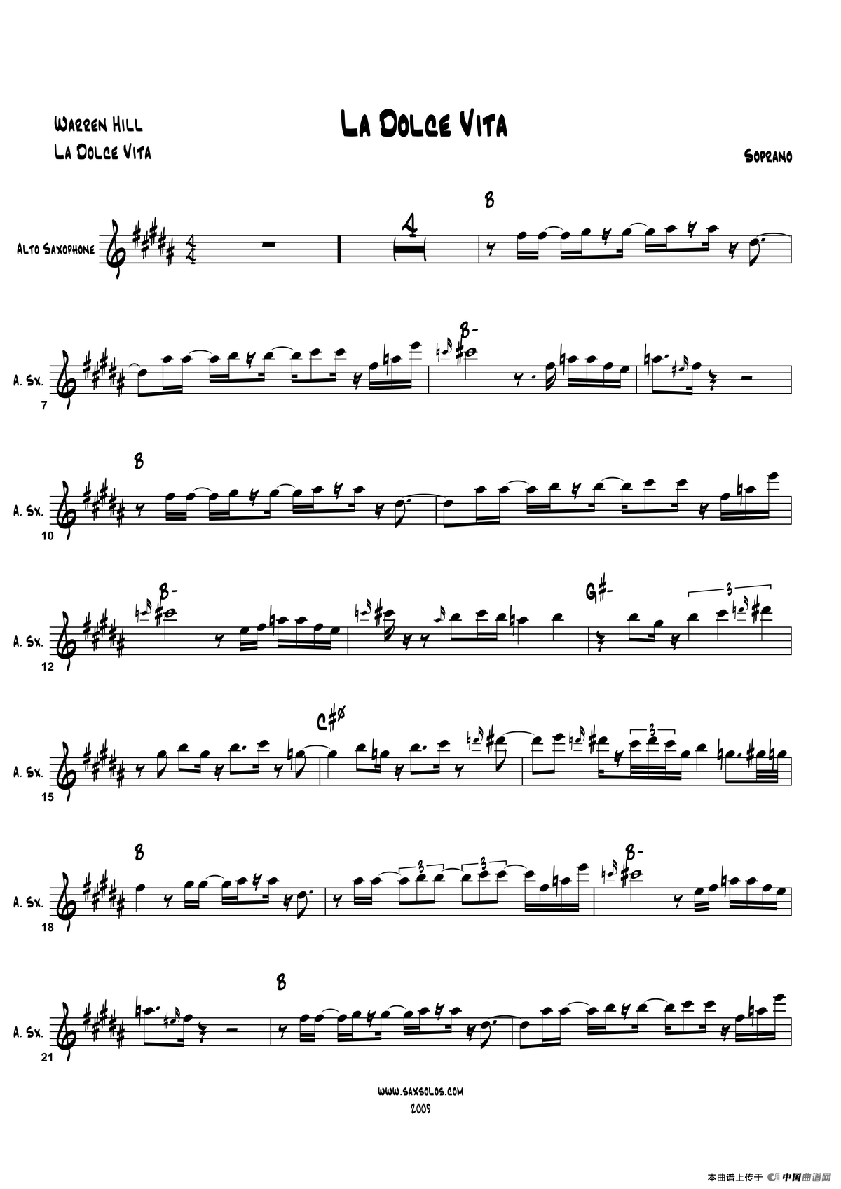 La Dolce Vita（中音萨克斯）