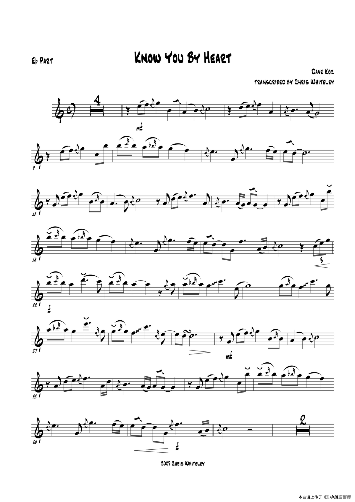 Know You By Heart（中音萨克斯）