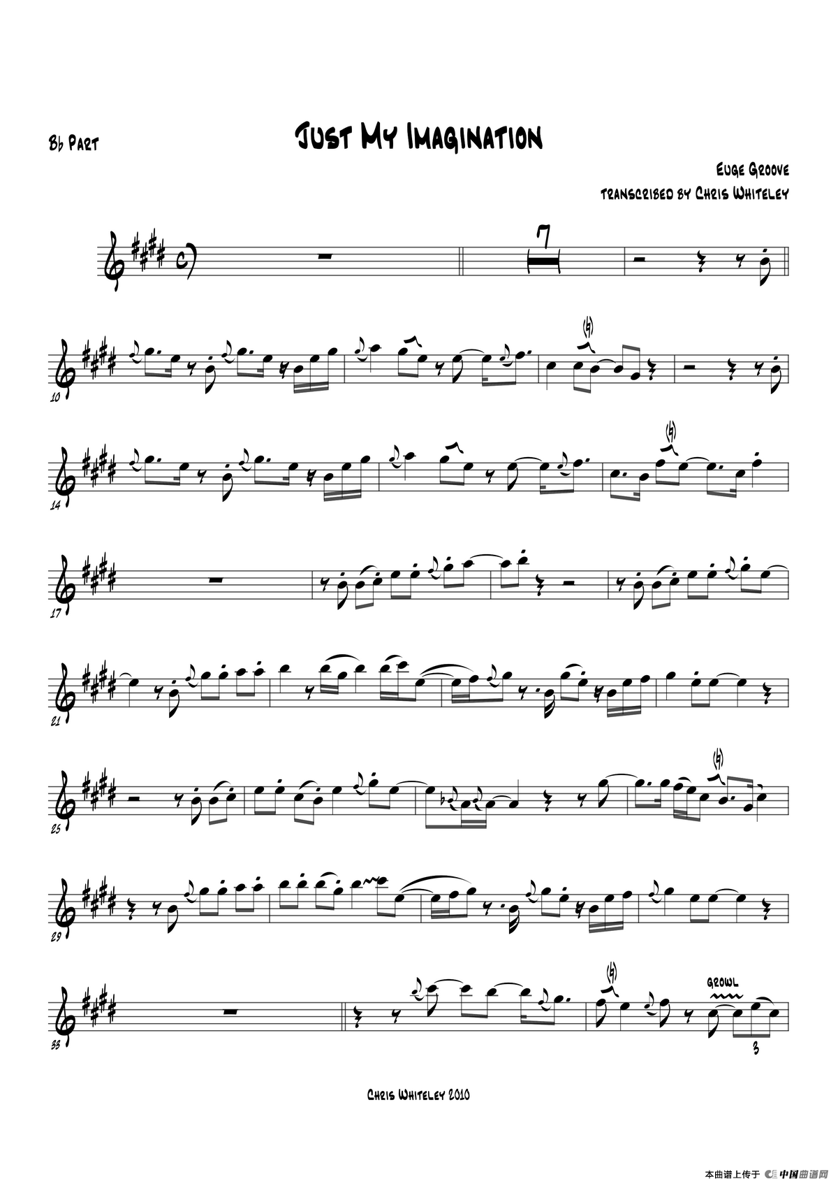 Just My Imagination（次中音萨克斯）