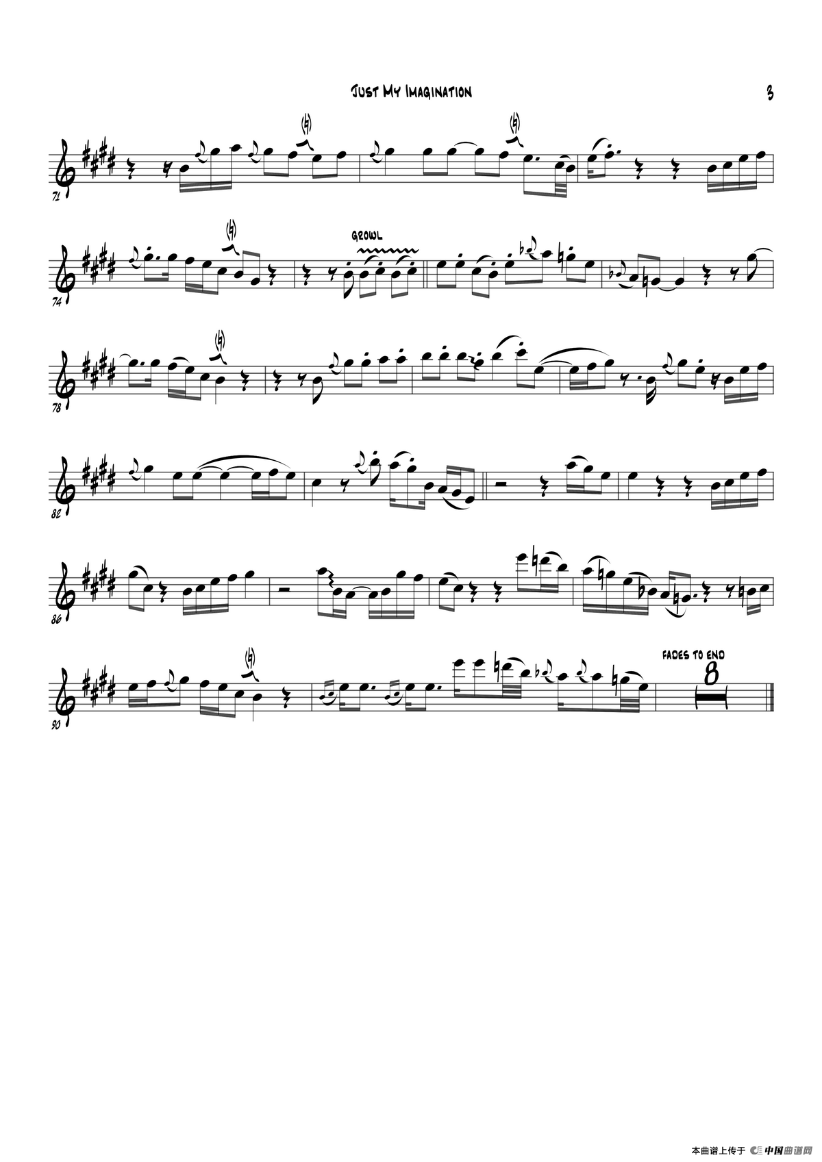 Just My Imagination（次中音萨克斯）