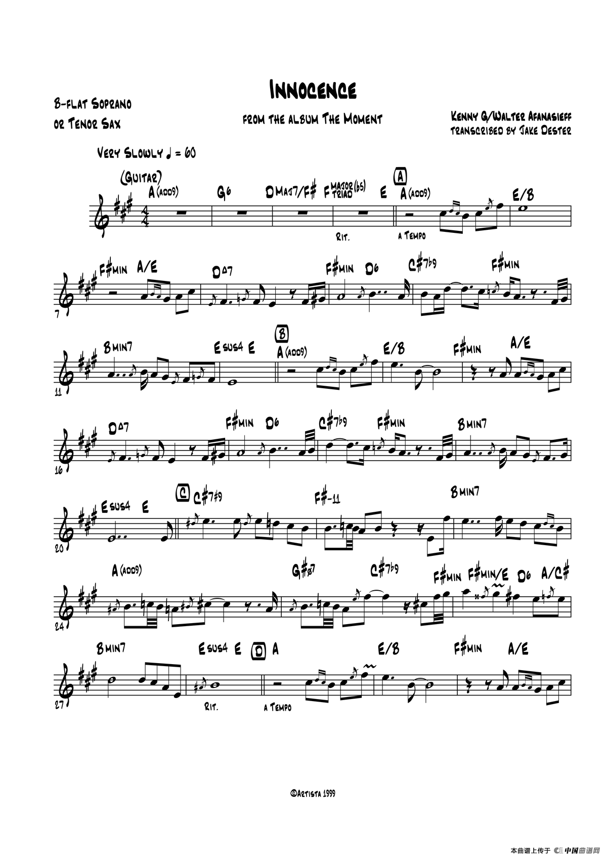 Innocence（次中音萨克斯\高音萨克斯）