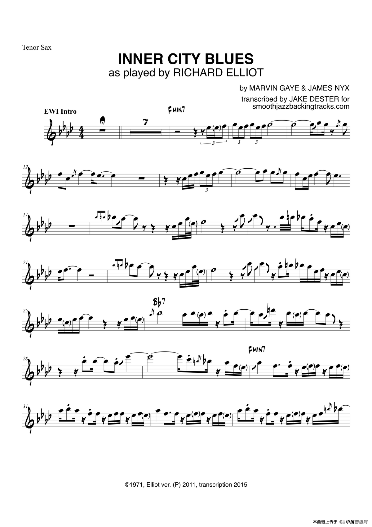 Inner City Blues（次中音萨克斯）