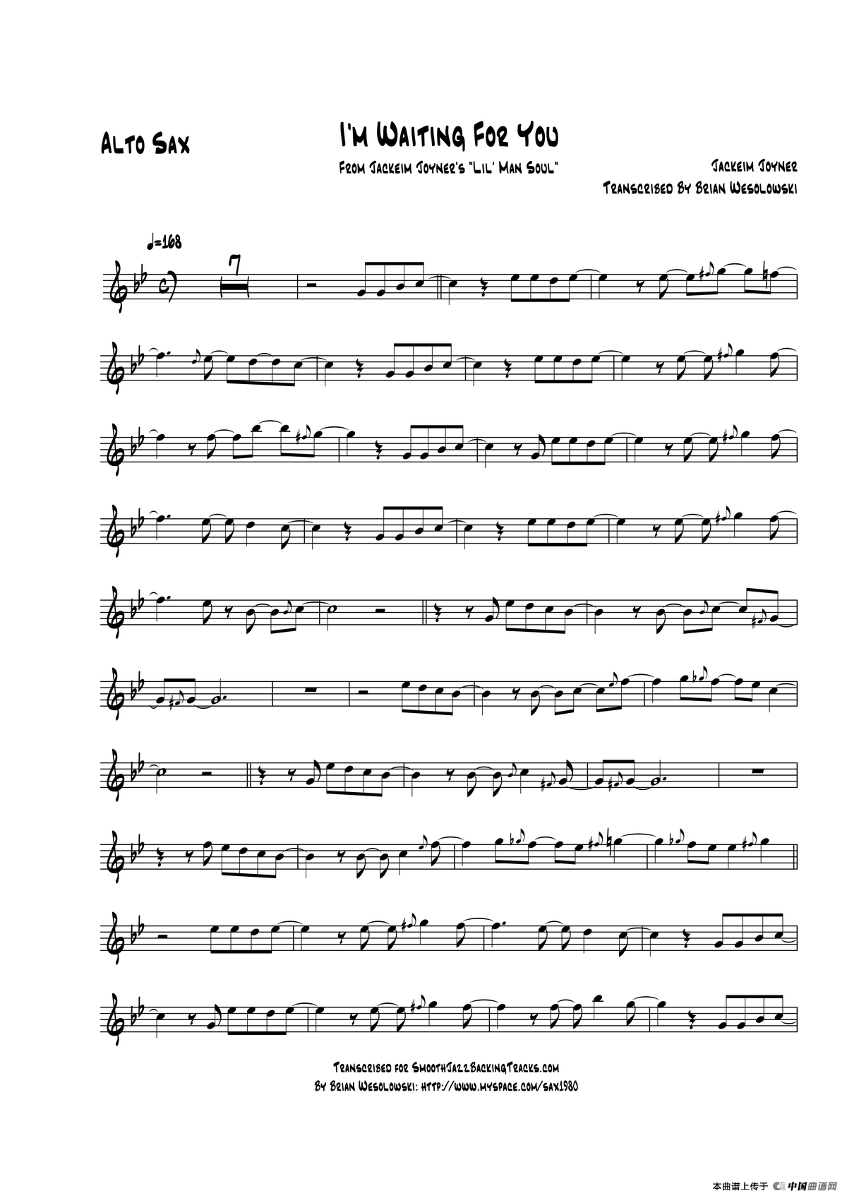 Im Waiting For You（中音萨克斯）