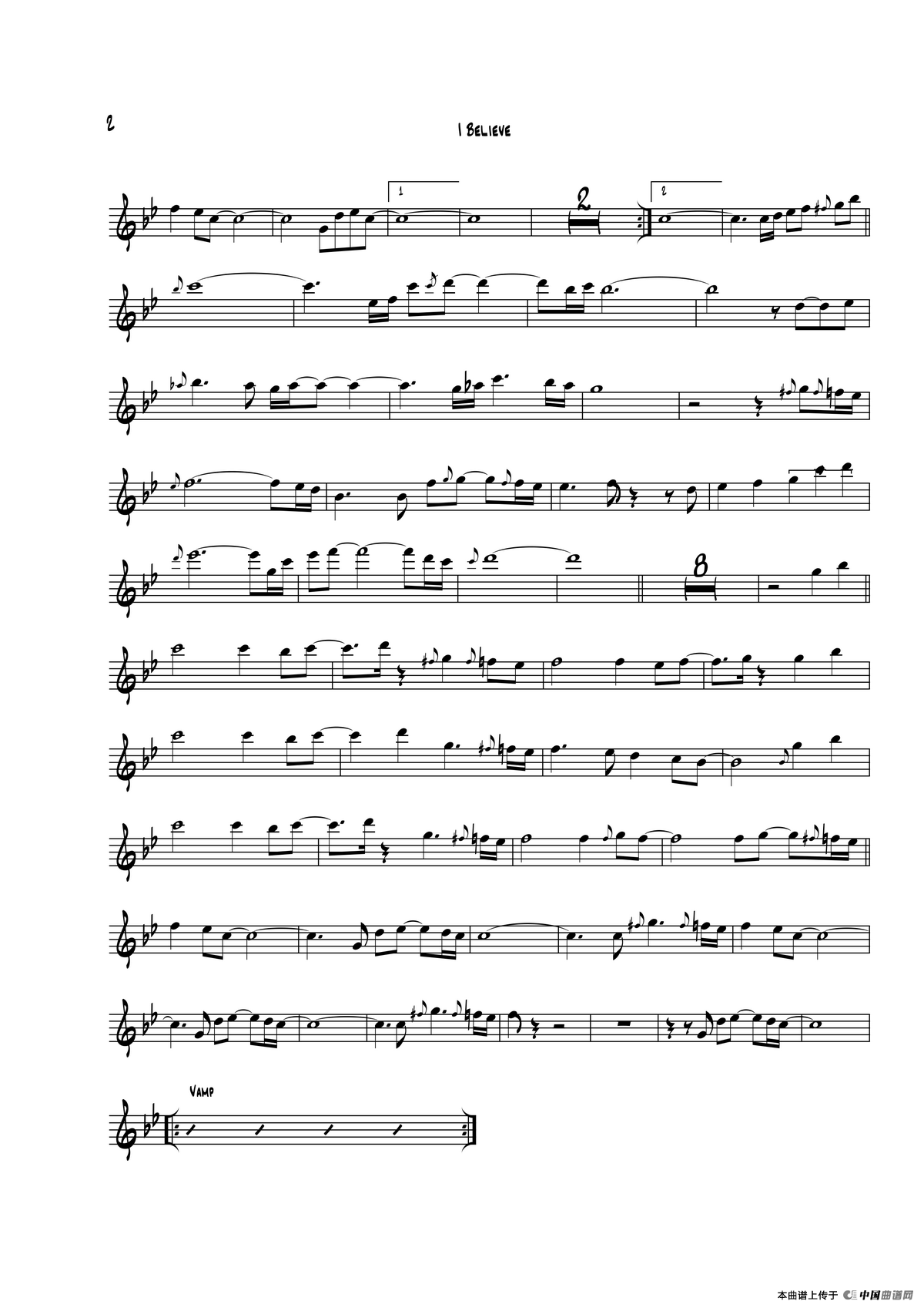 I Believe（中音萨克斯）