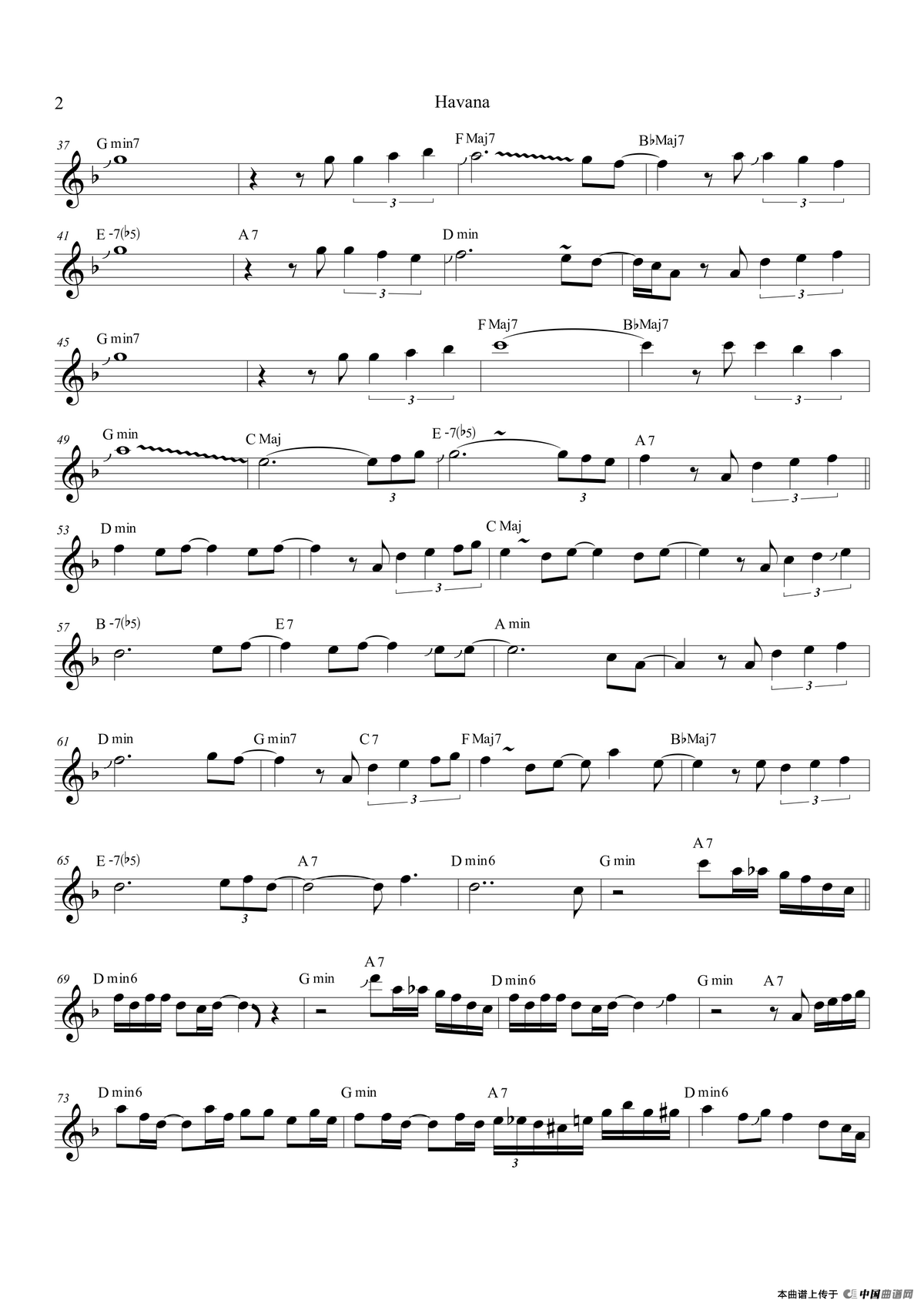 Havana（高音萨克斯/次中音萨克斯 8vb）