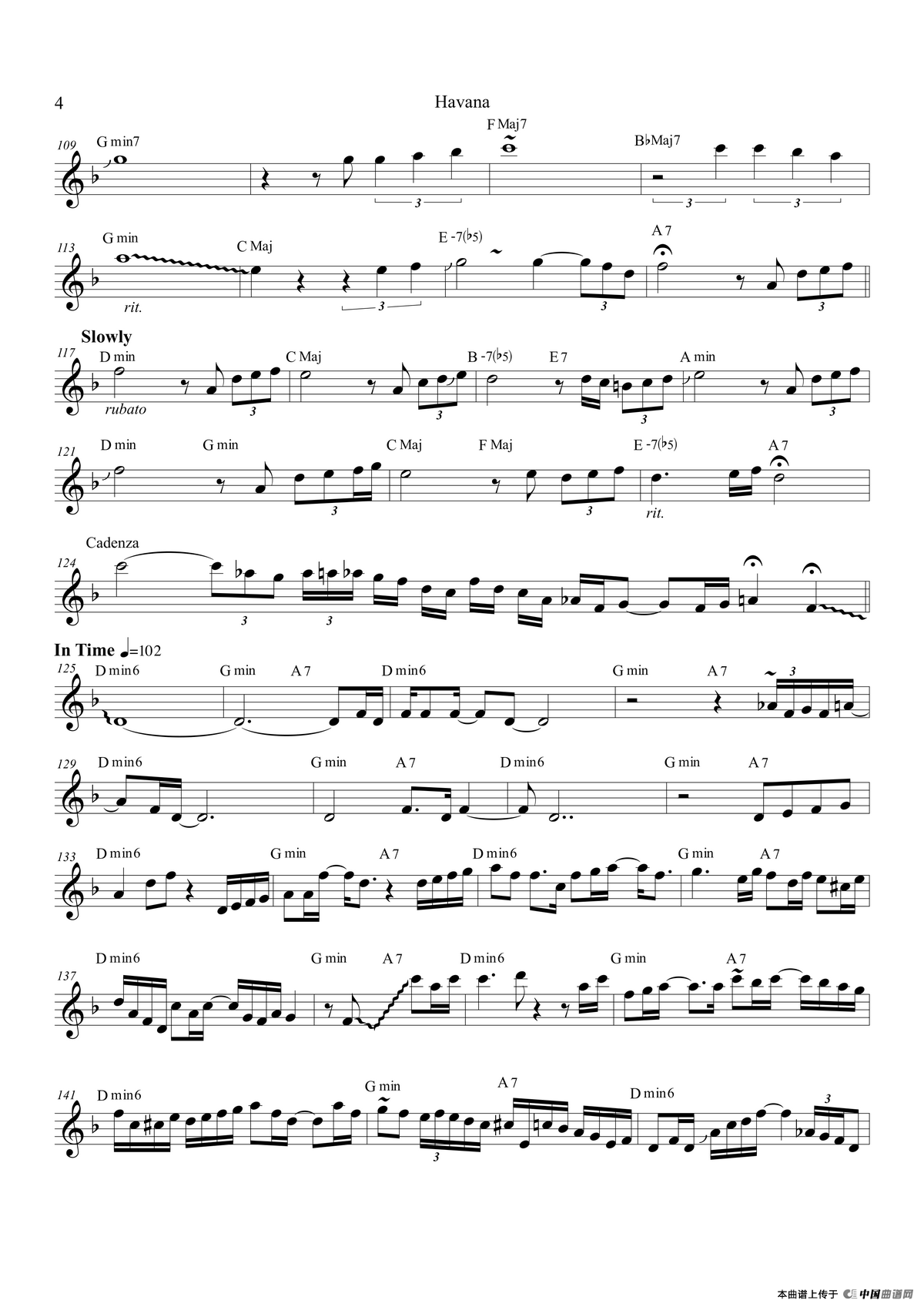 Havana（高音萨克斯/次中音萨克斯 8vb）