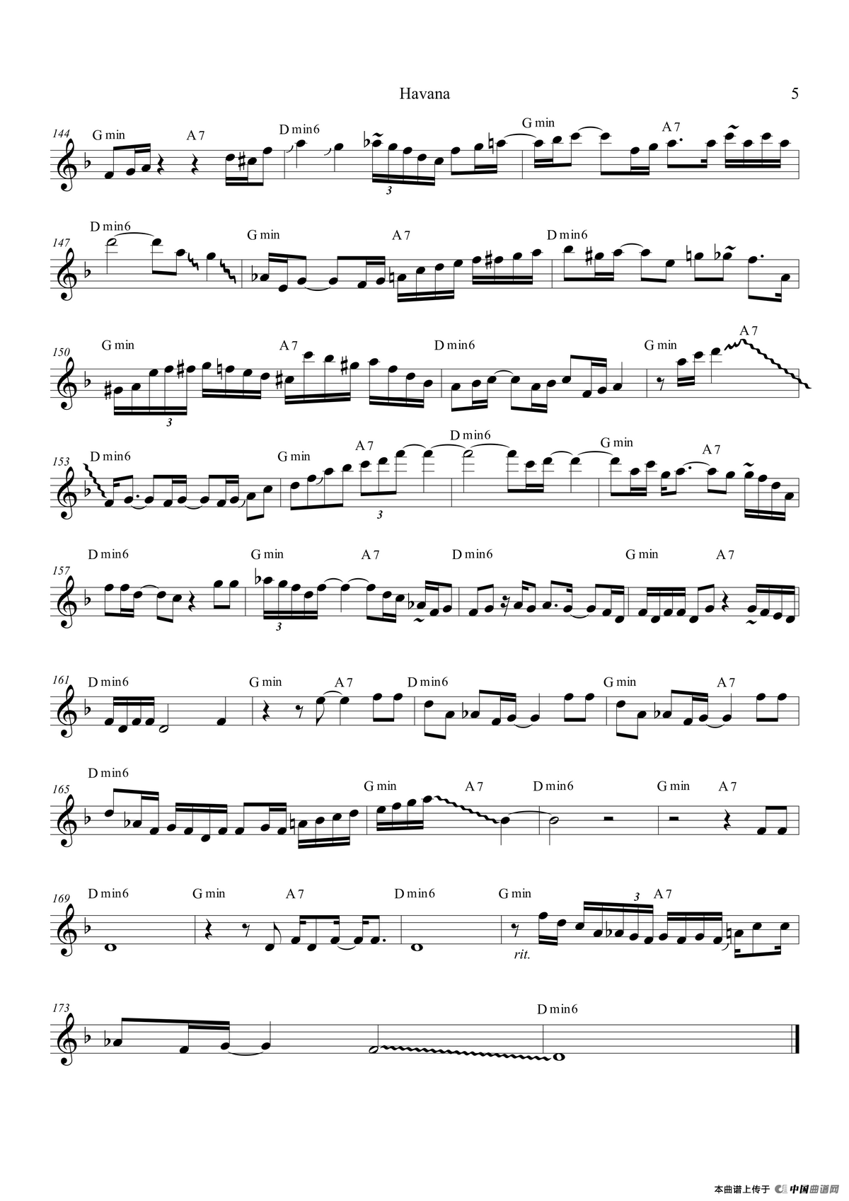 Havana（高音萨克斯/次中音萨克斯 8vb）