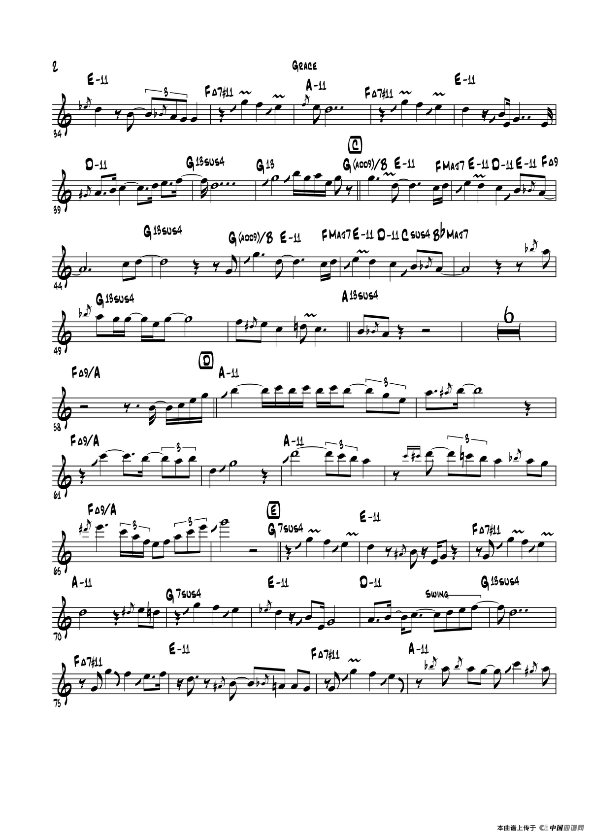 Grace（中音萨克斯）