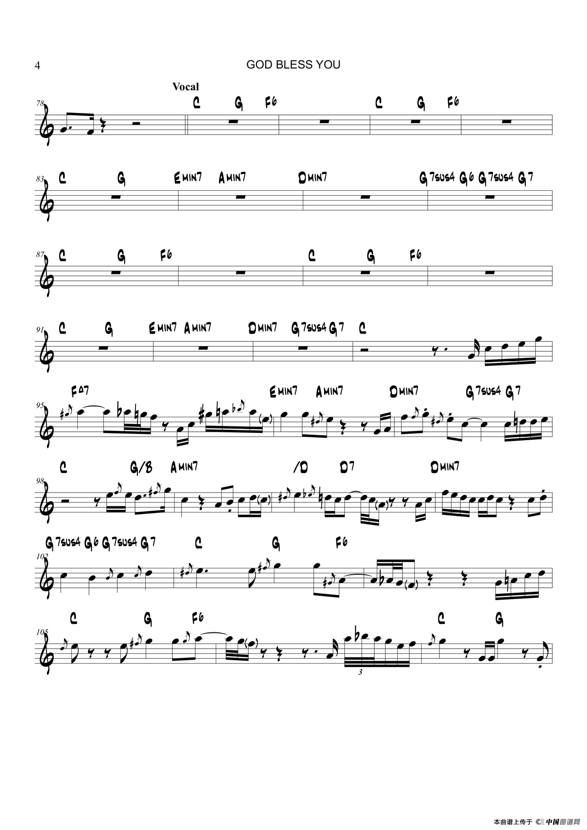 God Bless You（次中音萨克斯）