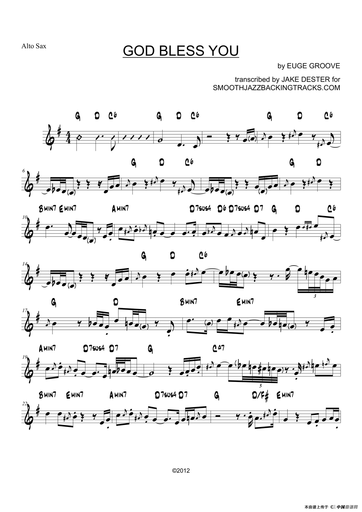 God Bless You（中音萨克斯）